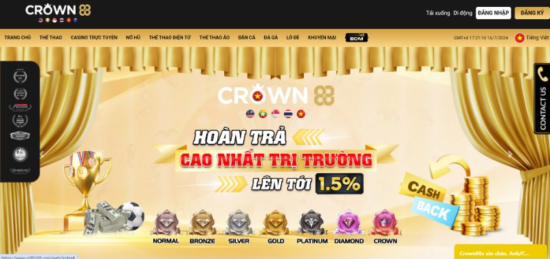 Crown88 Nhà cái cá cược hàng đầu tới từ đảo quốc sư tử 2 Top Link Tài Xỉu Online Uy Tín Nhất 2025 Cho Tân Thủ Sân Chơi Sở Hữu Thiết Kế Ấn Tượng Bố Cục Khoa Học Và Logic